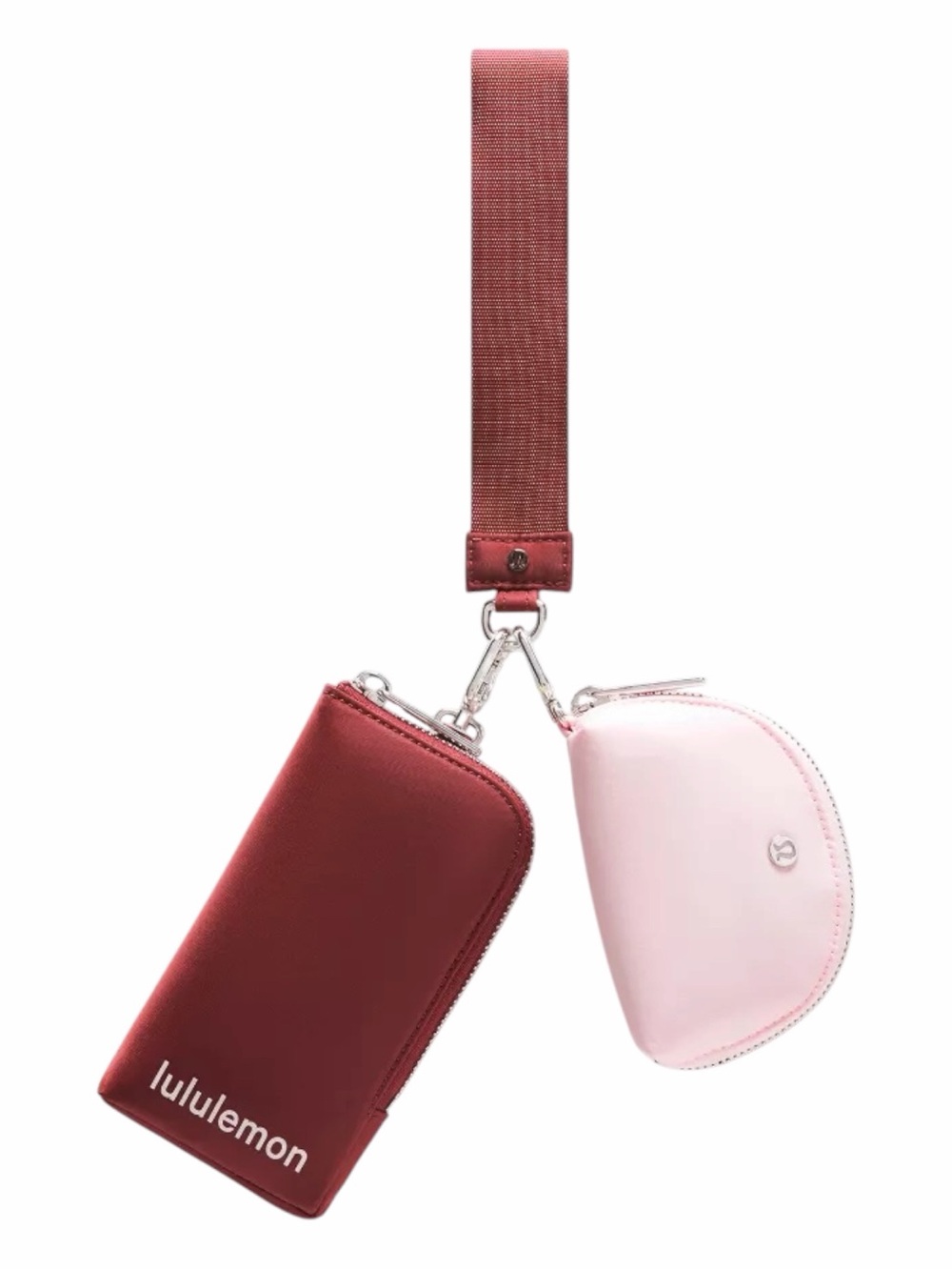 NWT Lululemon Dual Pouch Wristlet *Wallet (Cranberry Charm/Pink Pearl/Silver)